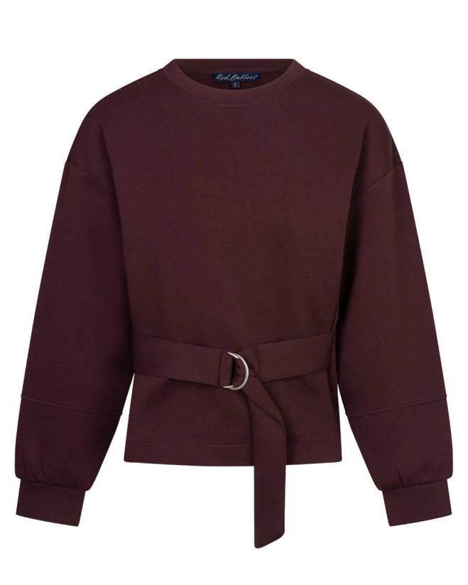 Red Button Pullover Shakira Top & Belt Scuba