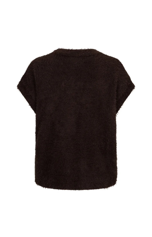 Sleeveless Fuzzy Red Button Praline