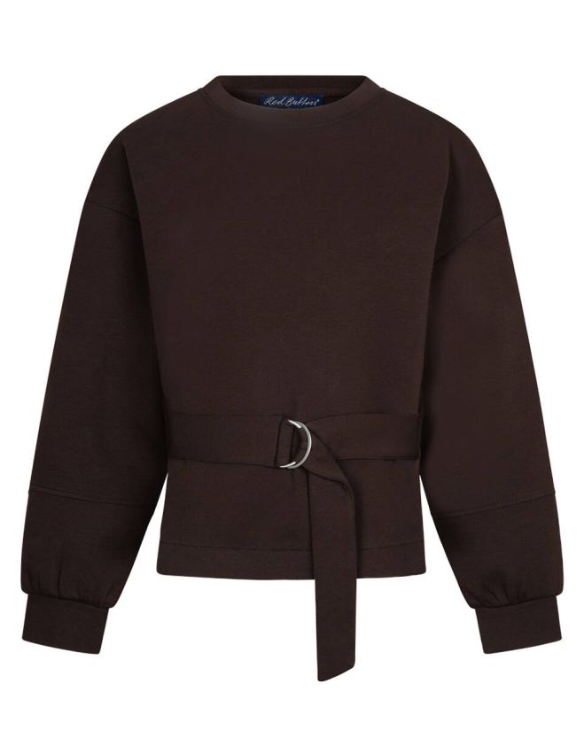 Red Button Pullover Shakira Top & Belt Scuba