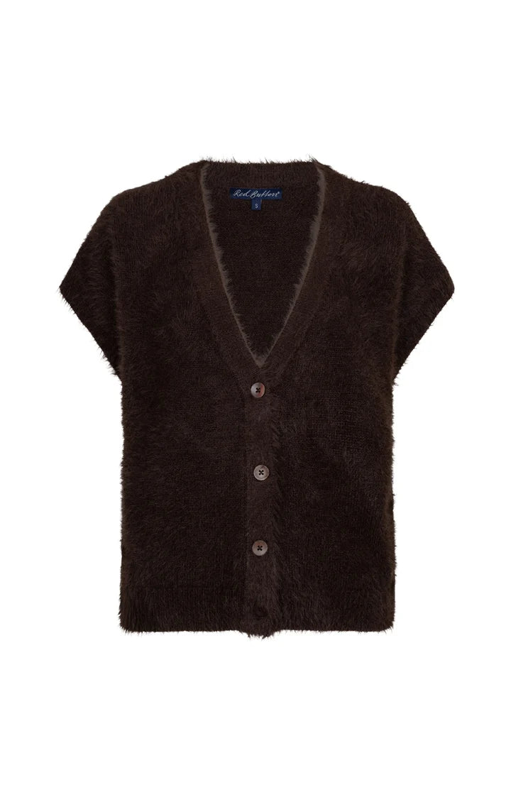 Sleeveless Fuzzy Red Button Praline