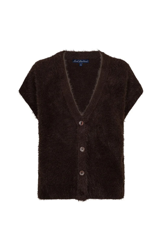 Sleeveless Fuzzy Red Button Praline